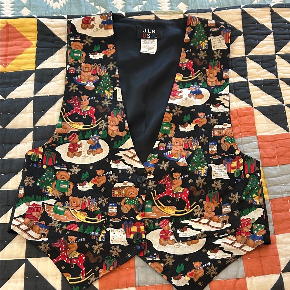 Size Small vintage Christmas bear vest